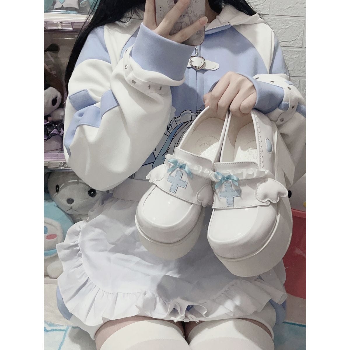 Heavenly Bow-Cross High-Sole Shoes