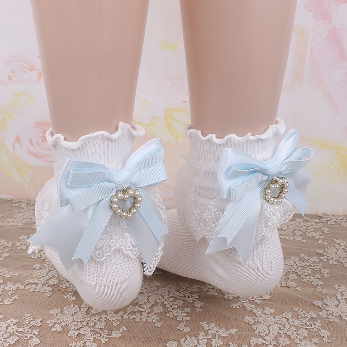 Heart Charm Socks with Back Ribbon
