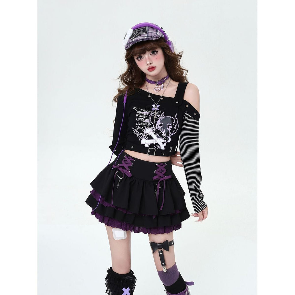 Jirai-kei Lace-Up Mini Skirt