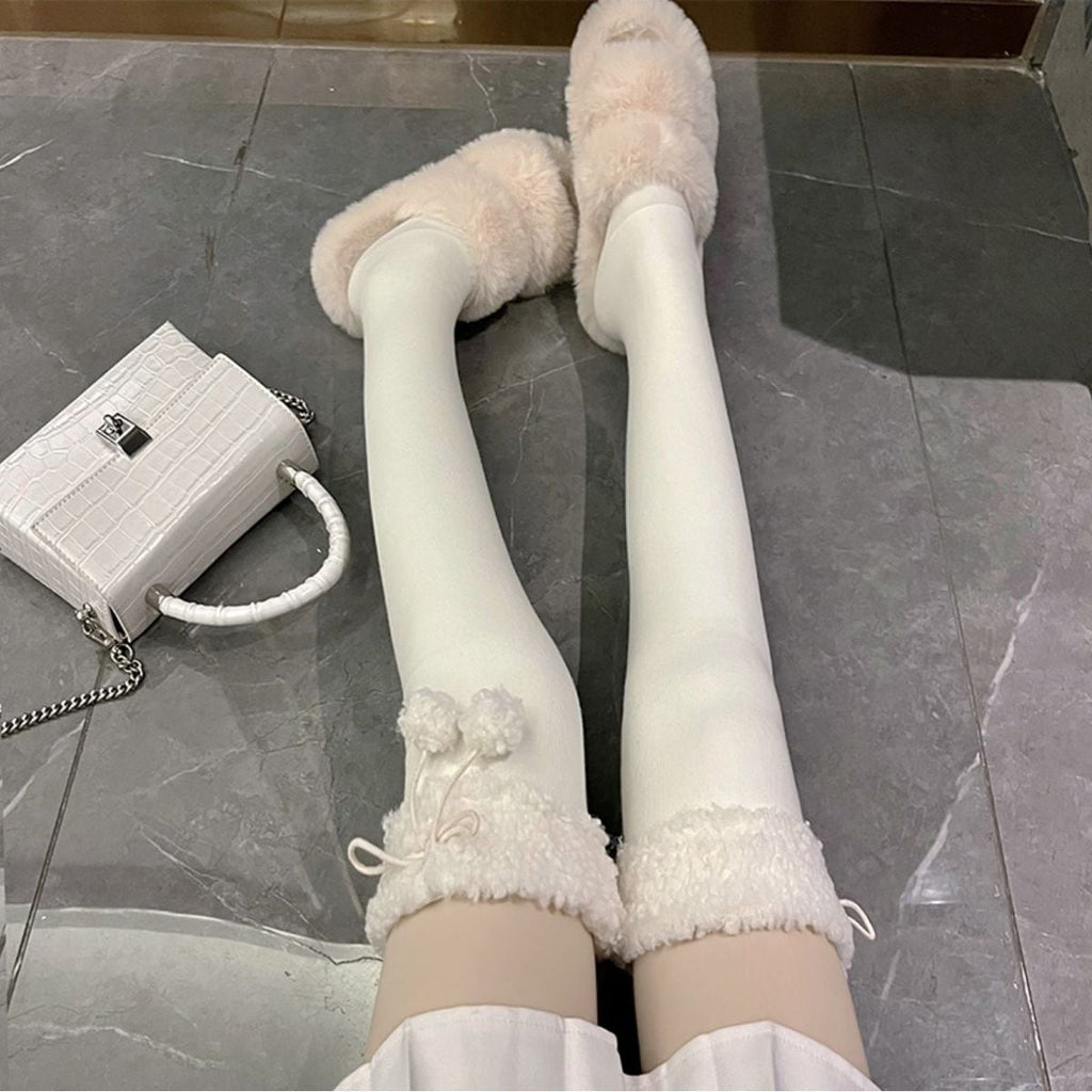 Fluffy Boa Over-the-Knee Socks