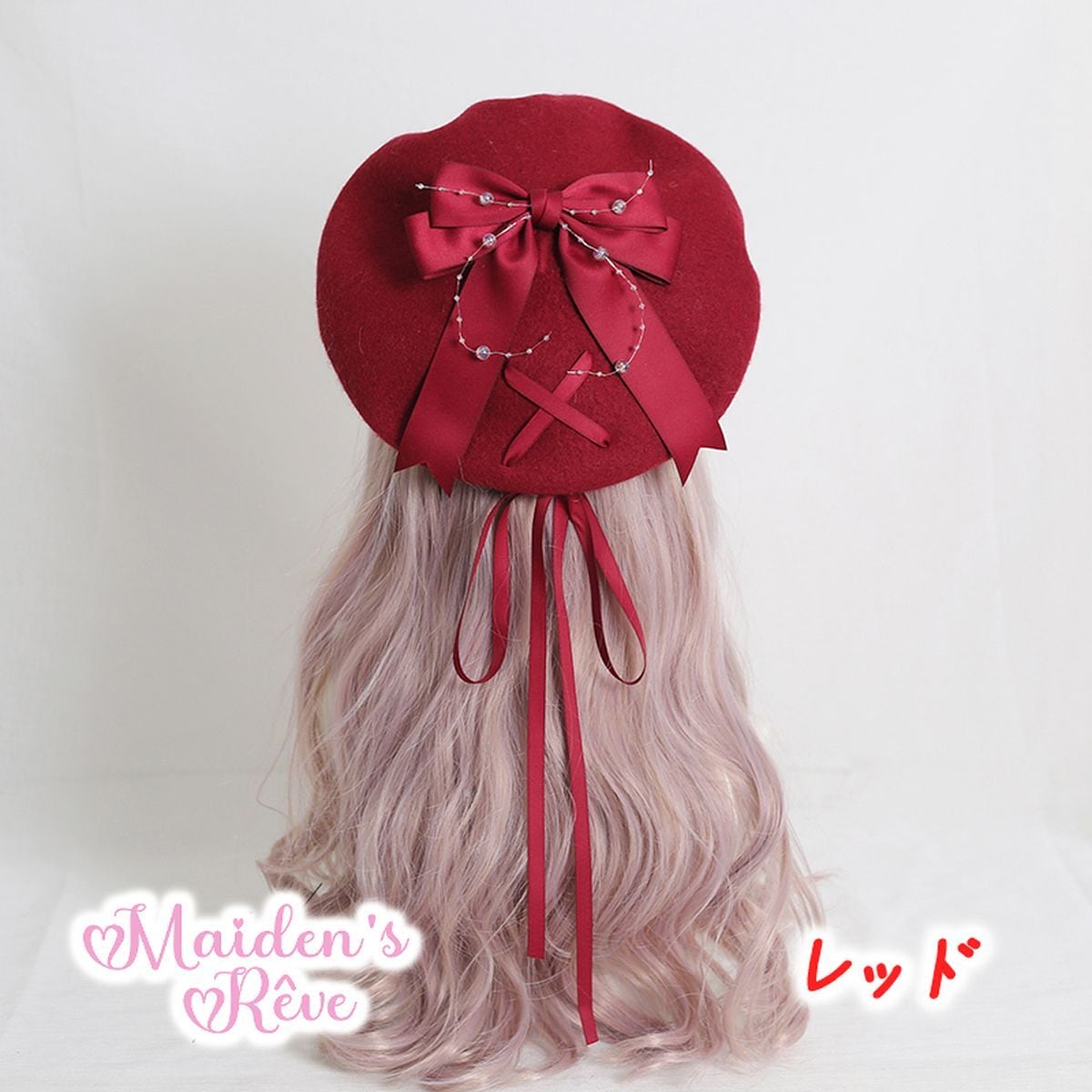 Bow-Embellished Beret Cap