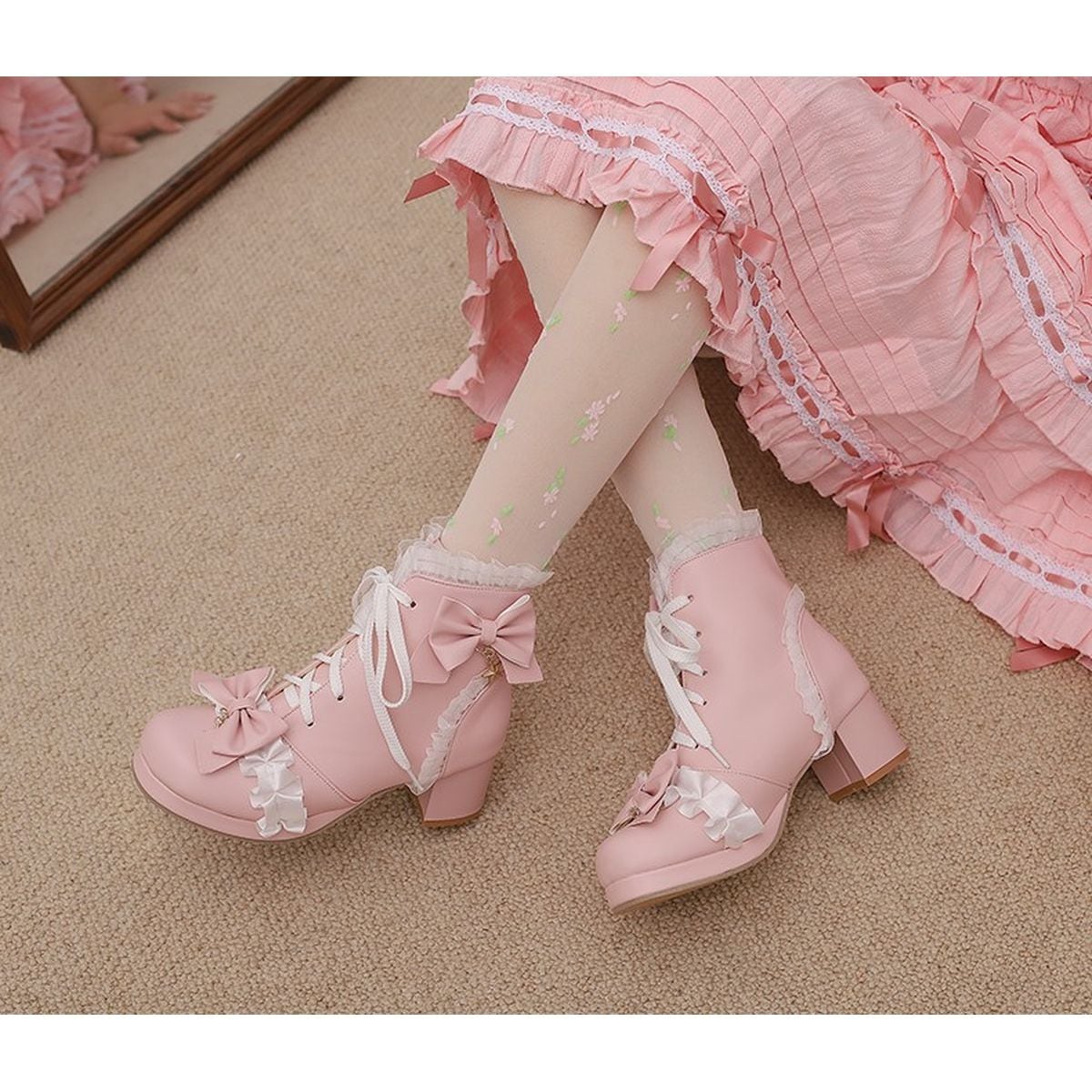 Star Strap Ruffle Ribbon Boots