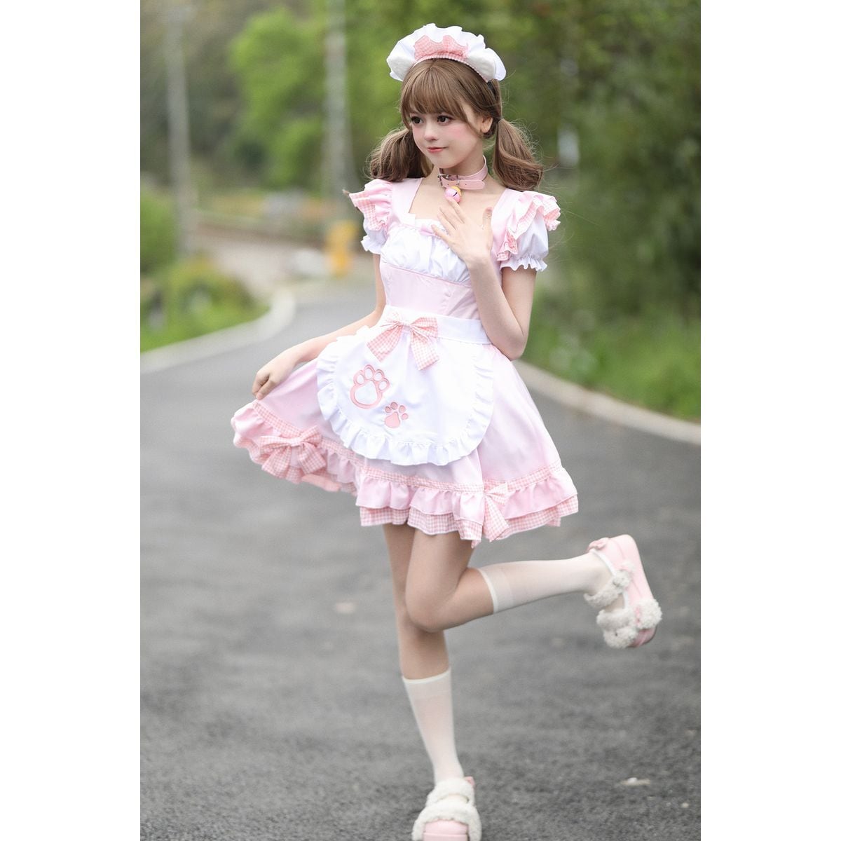 Cat Maid Set with Choker and Pannier