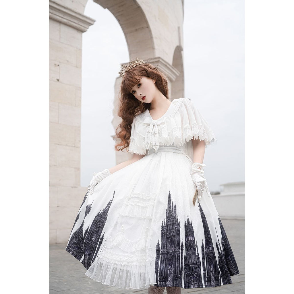 Gothic-Inspired Cape Jumper Skirt Outfit