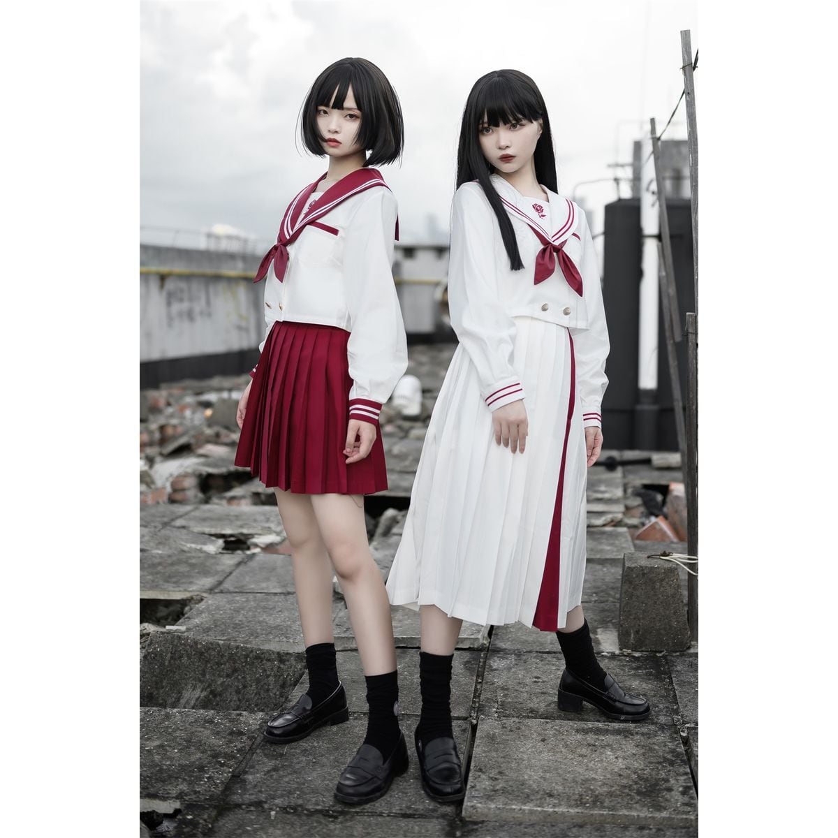 Red and White Sailor Uniform