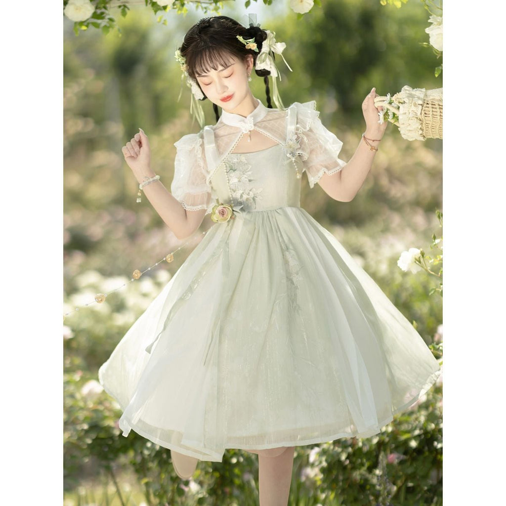 Charming Floral Lace Dress Ensemble