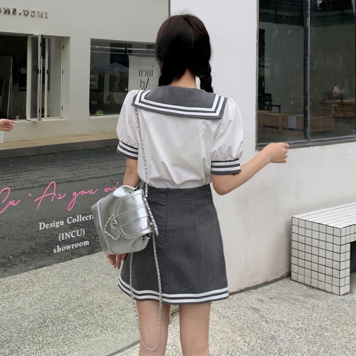 Sailor Collar Short Sleeve Set up