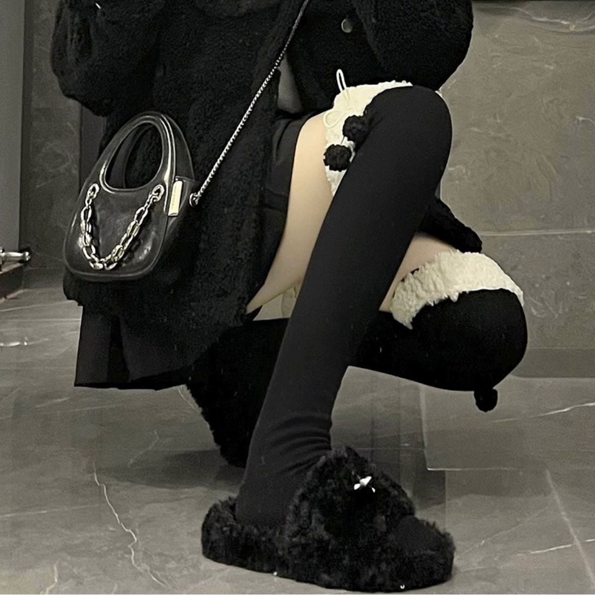 Fluffy Boa Over-the-Knee Socks