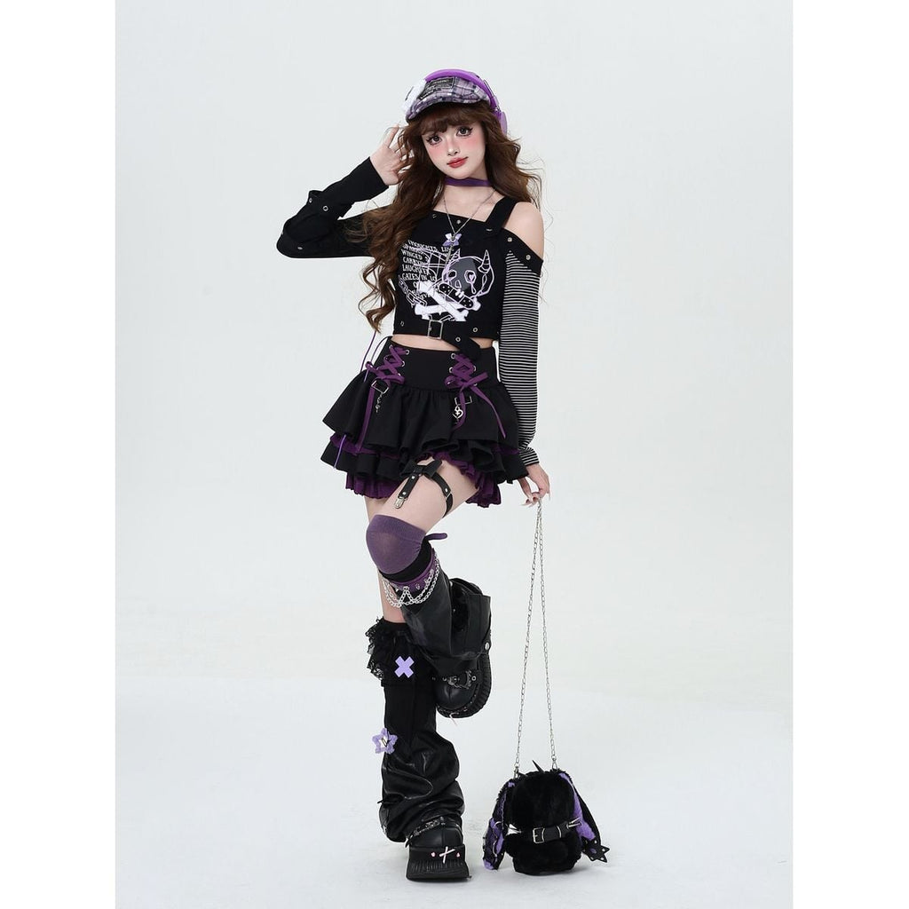 Jirai-kei Lace-Up Mini Skirt