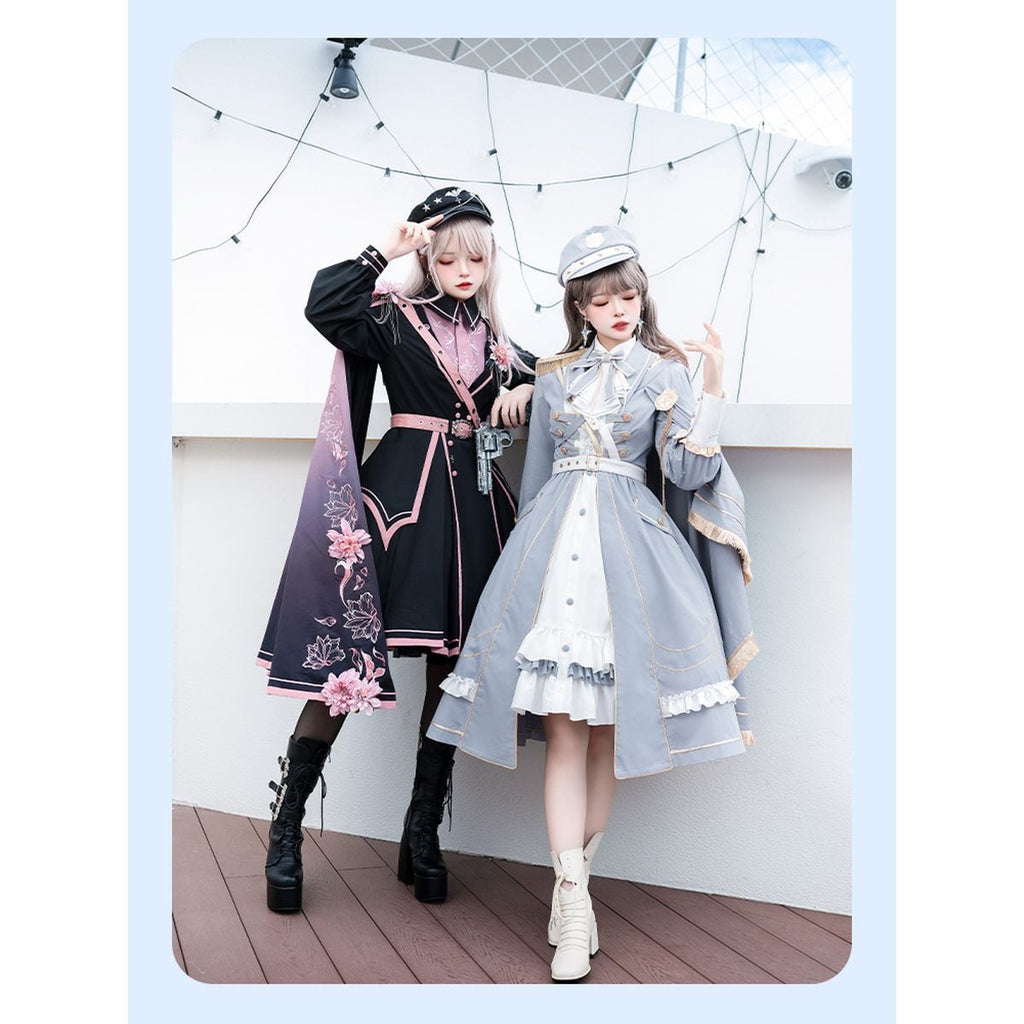 Sky Blue Military Lolita Dress Set