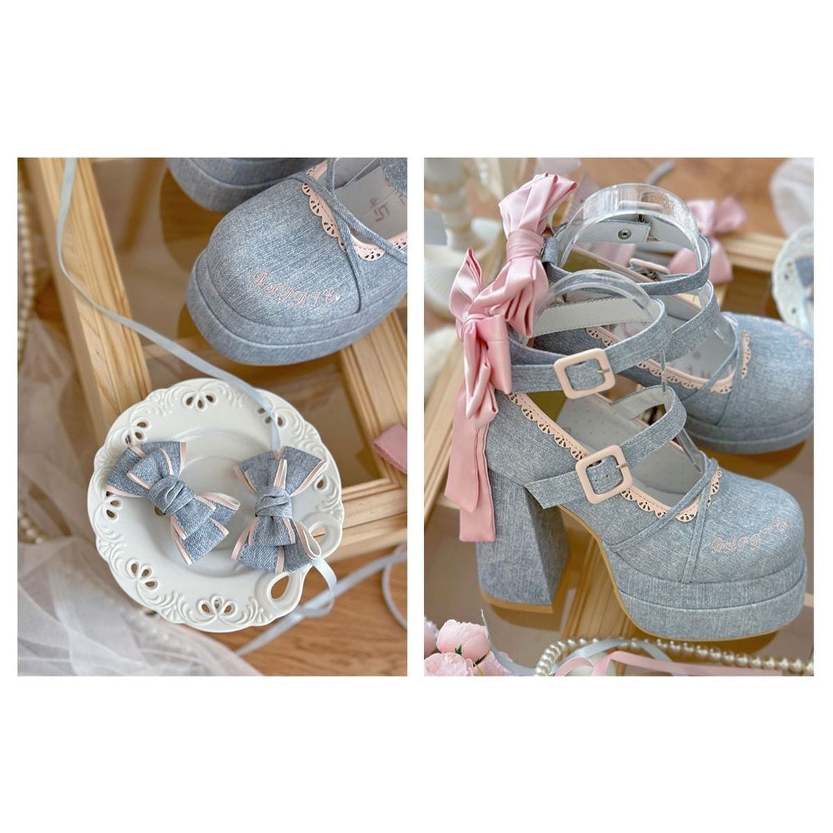 High Heel Shoes with Side Ribbons