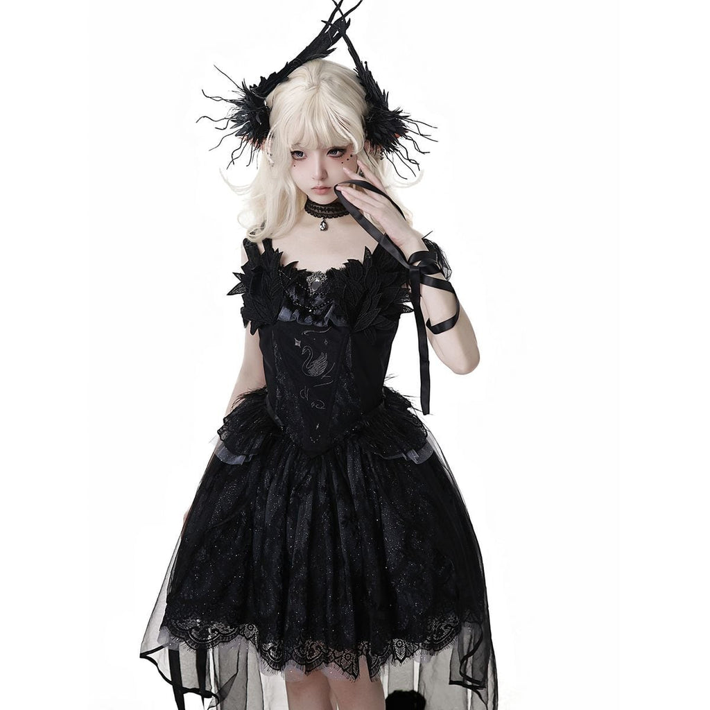 Elegant Gothic Lace Off-Shoulder Ensemble