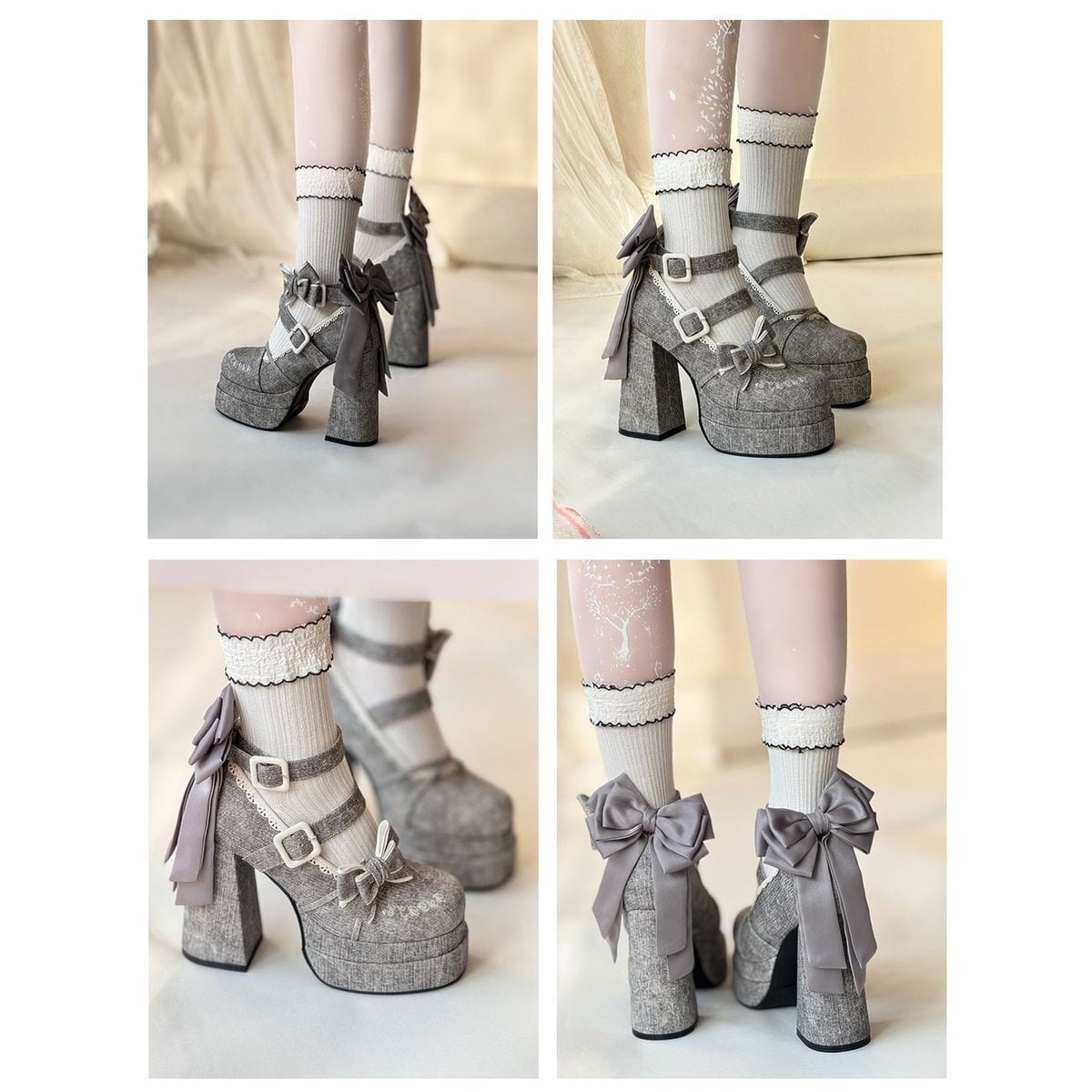 High Heel Shoes with Side Ribbons