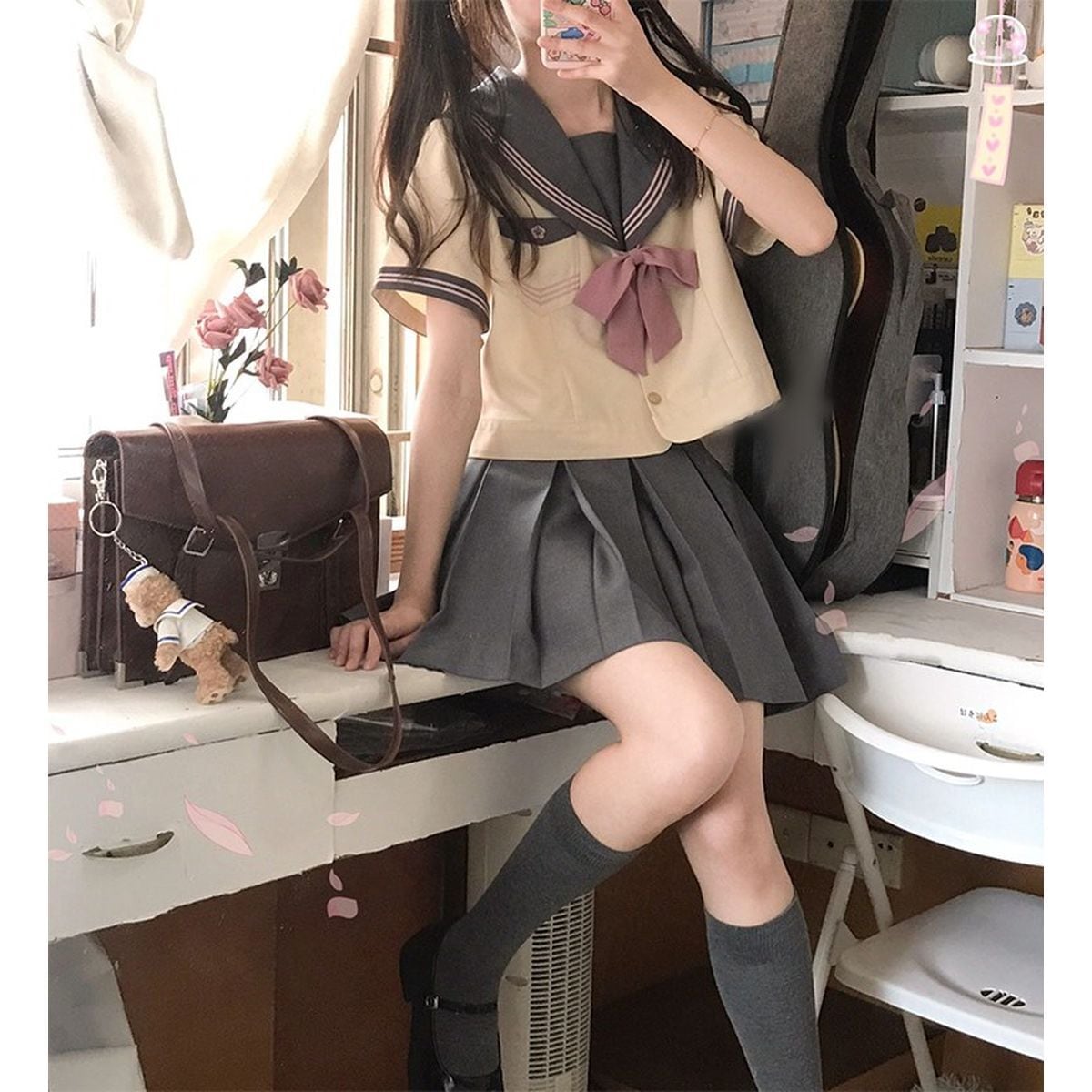 Pink and Grey Short Sleeve Sailor Uniform