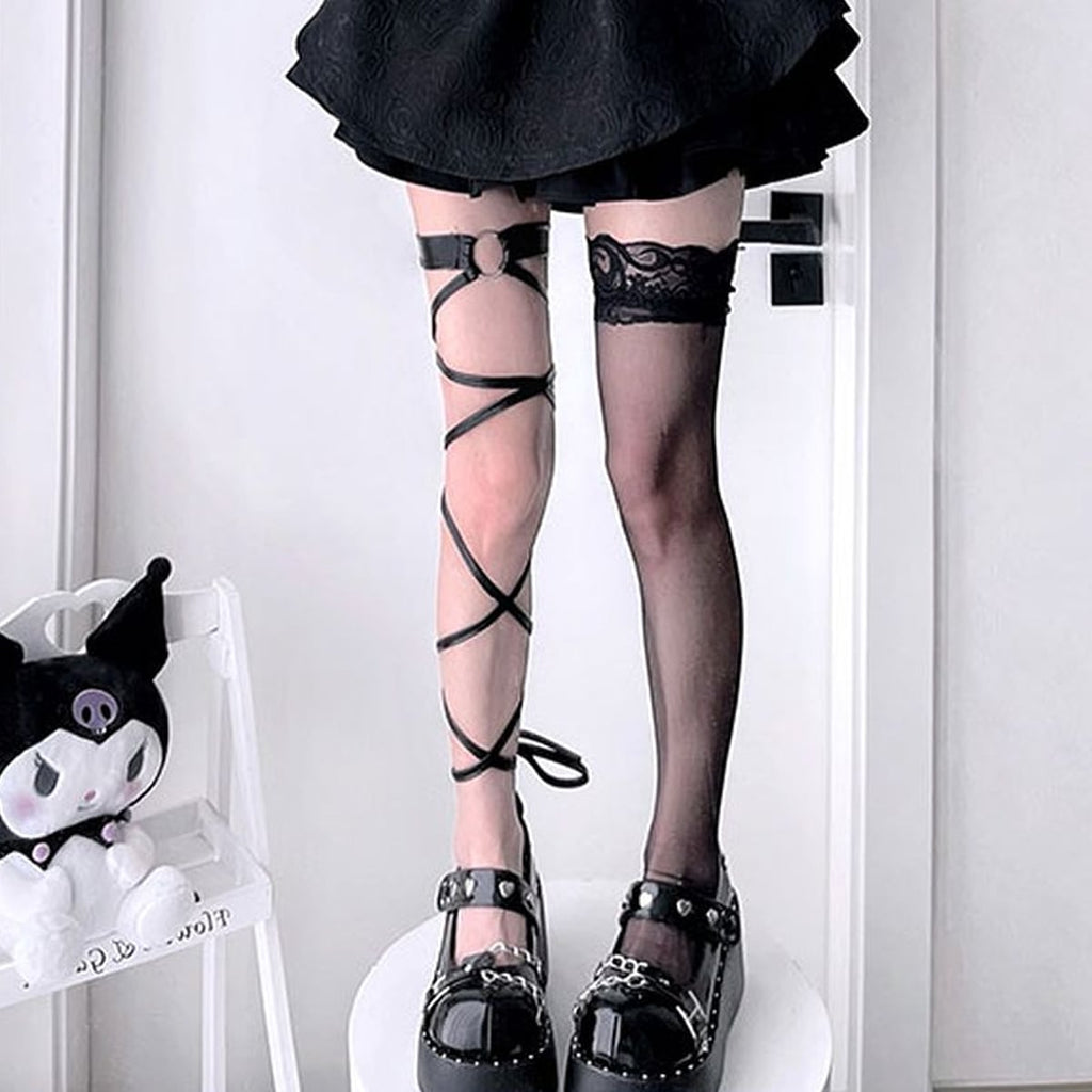 Black Cross Knee-High Socks