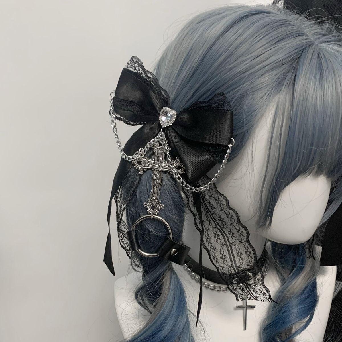 Gothic Ribbon Cross Chain Hair Accessories