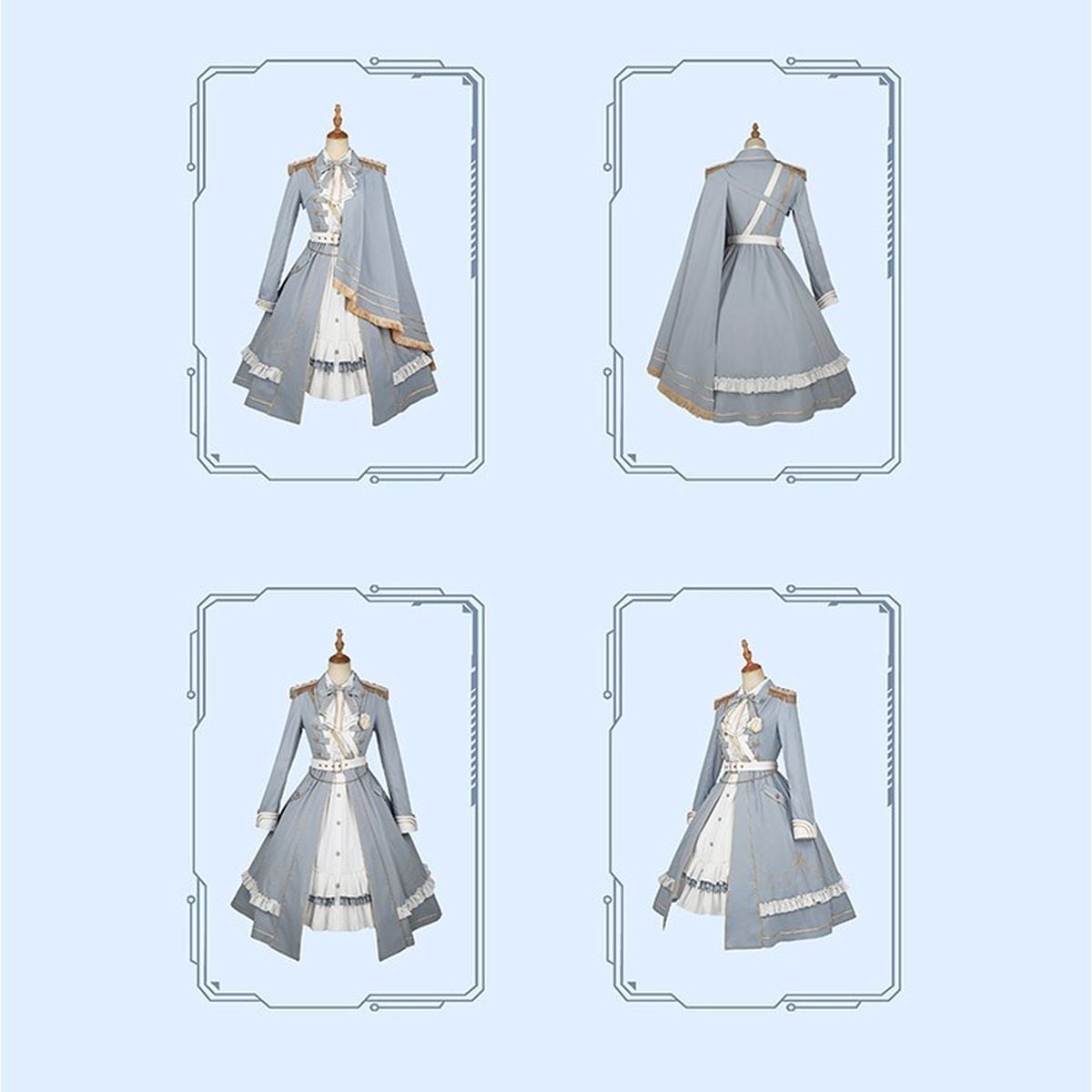 Sky Blue Military Lolita Dress Set