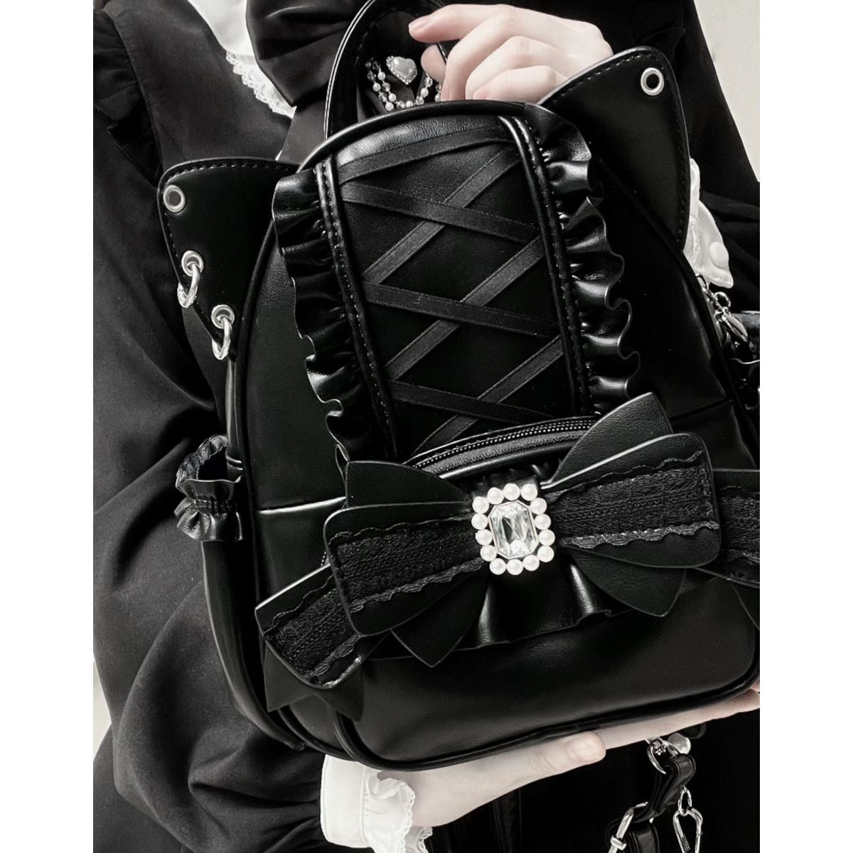 Kawaii Cat Ear Lace-Up Bag