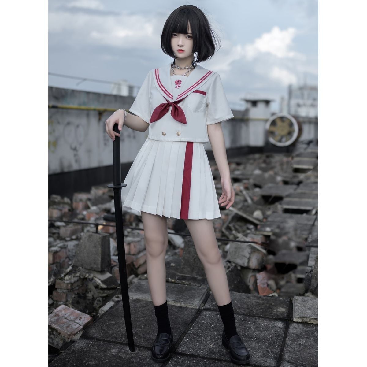 Red and White Sailor Uniform