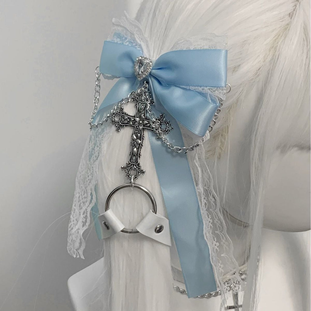 Gothic Ribbon Cross Chain Hair Accessories