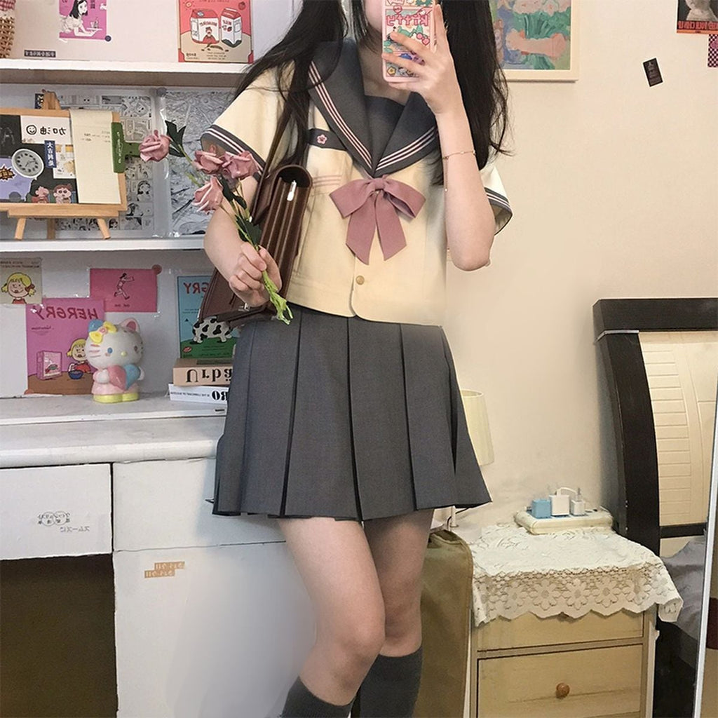 Pink and Grey Short Sleeve Sailor Uniform