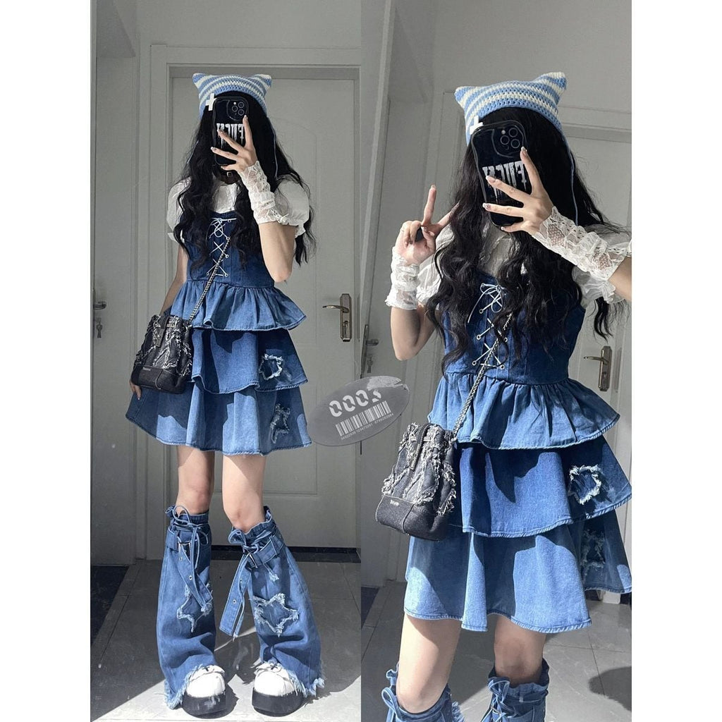 Y2K Gradient Denim Ensemble