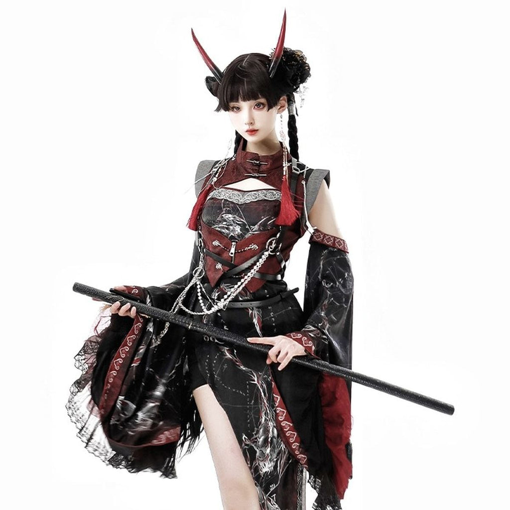Oriental x Gothic Vampire Dress Set