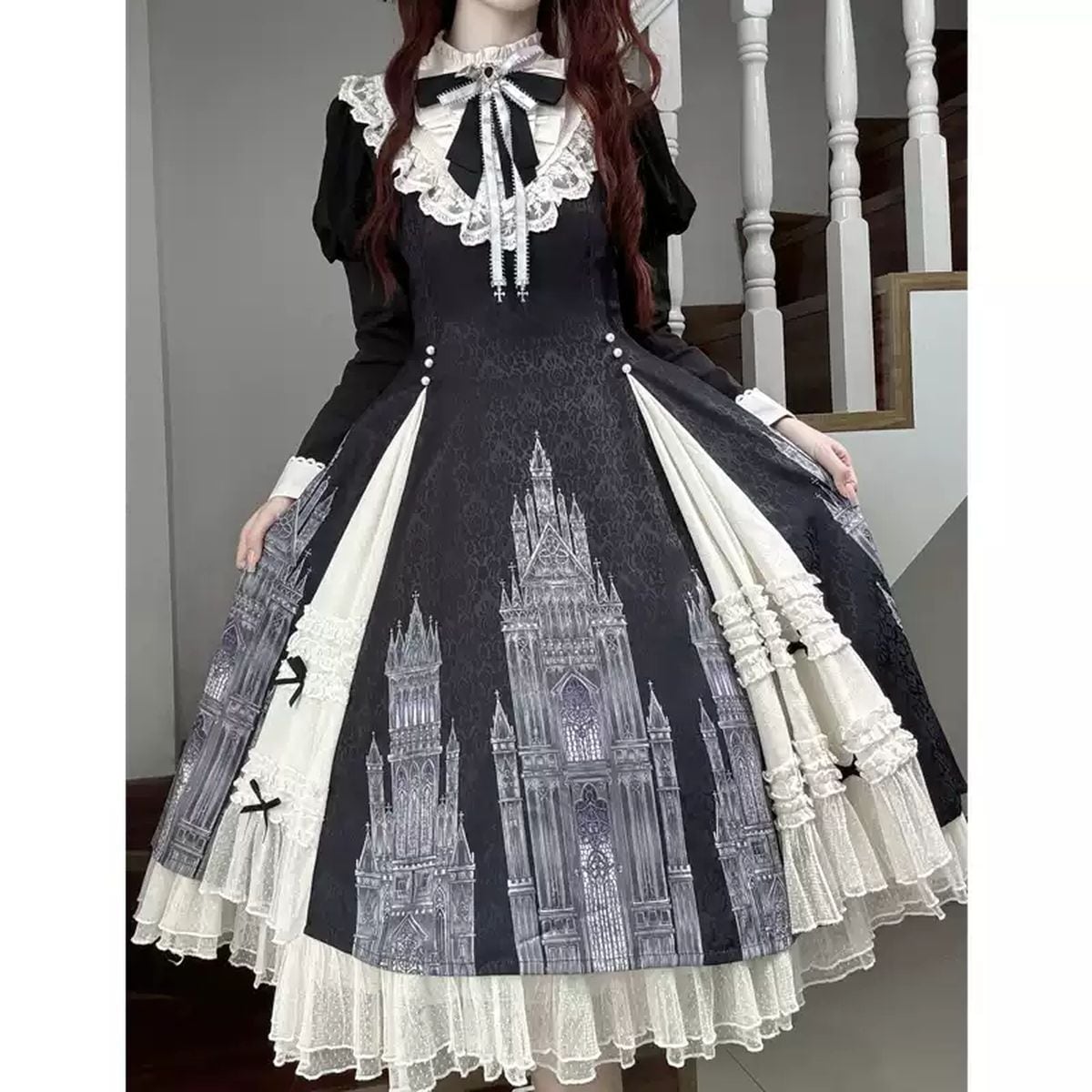 Elegant Gothic Frilly Gown