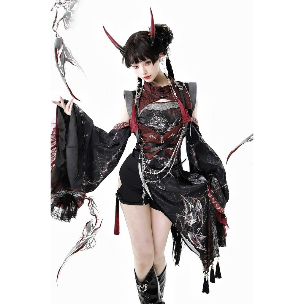 Oriental x Gothic Vampire Dress Set