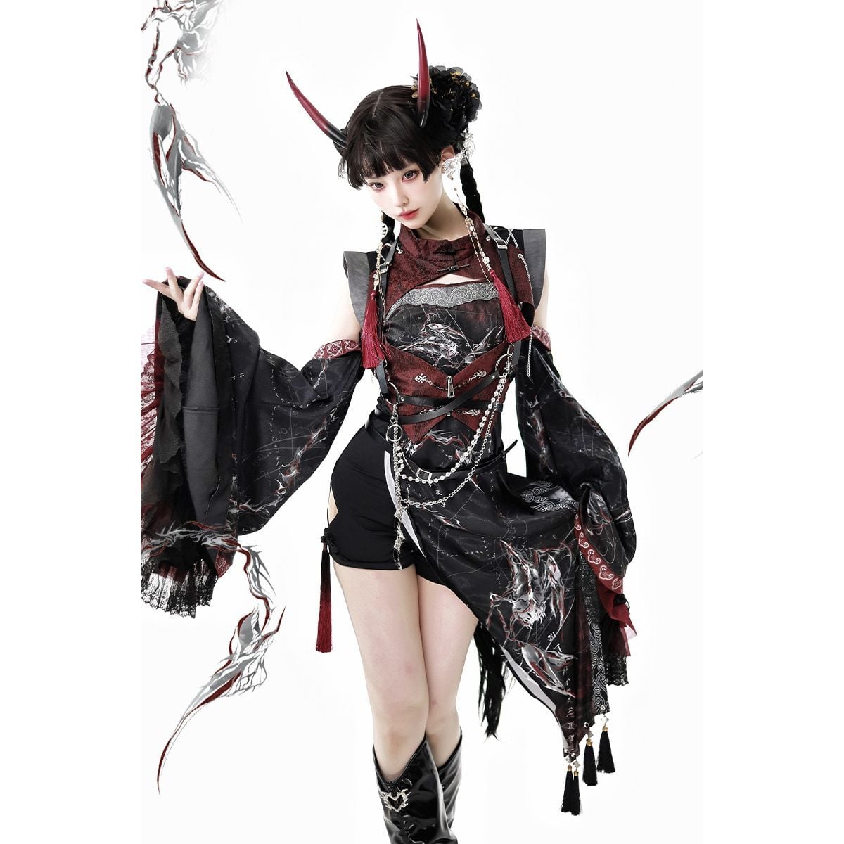 Oriental x Gothic Vampire Dress Set
