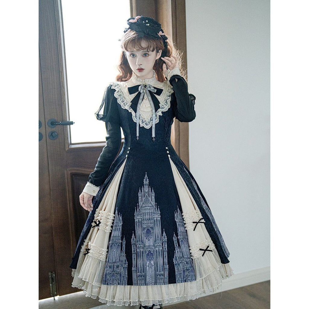 Elegant Gothic Frilly Gown