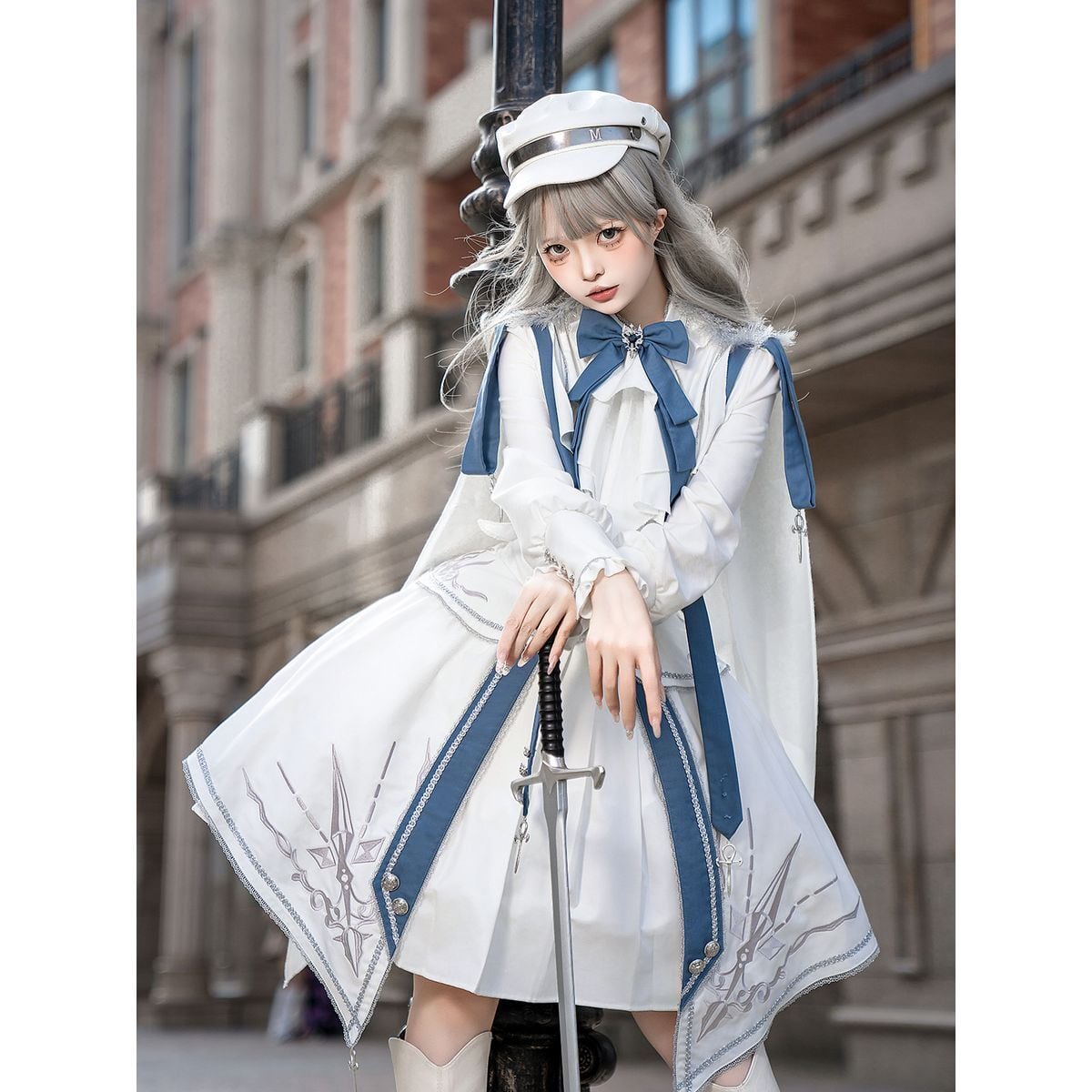 Blue x White Knight Military Lolita Set
