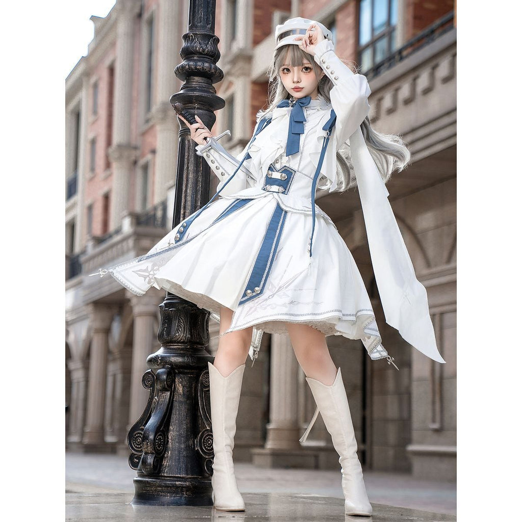 Blue x White Knight Military Lolita Set