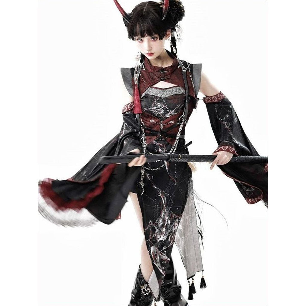 Oriental x Gothic Vampire Dress Set