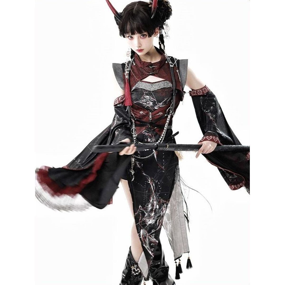 Oriental x Gothic Vampire Dress Set