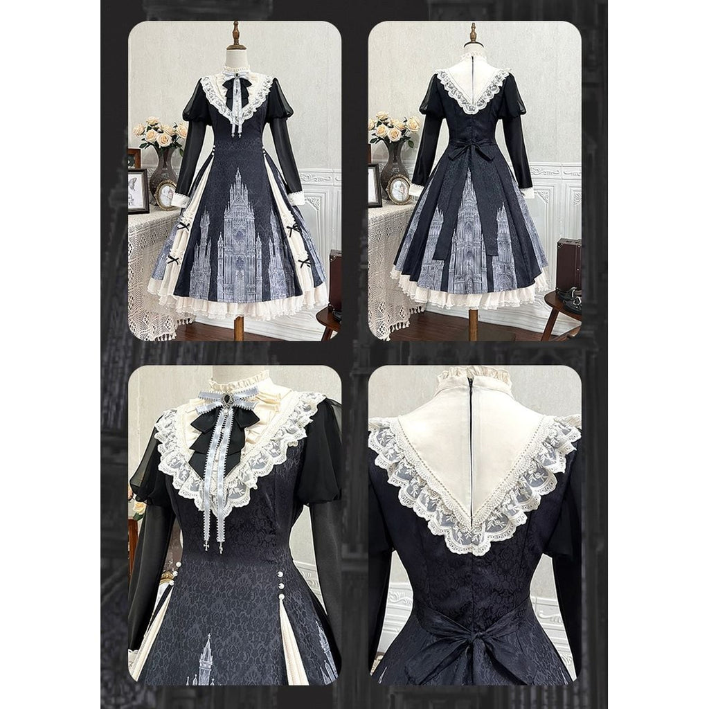 Elegant Gothic Frilly Gown