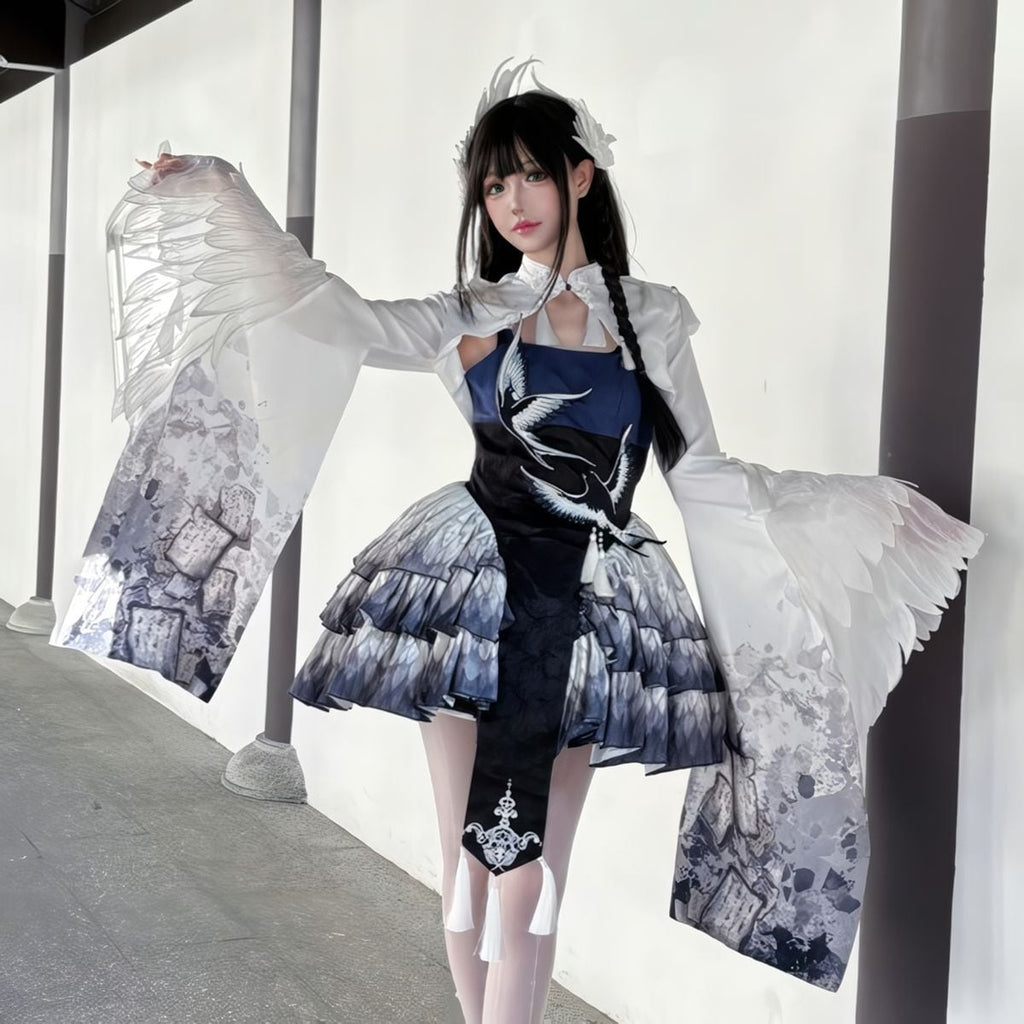 Elegant Oriental Tiered Skirt Coordinates