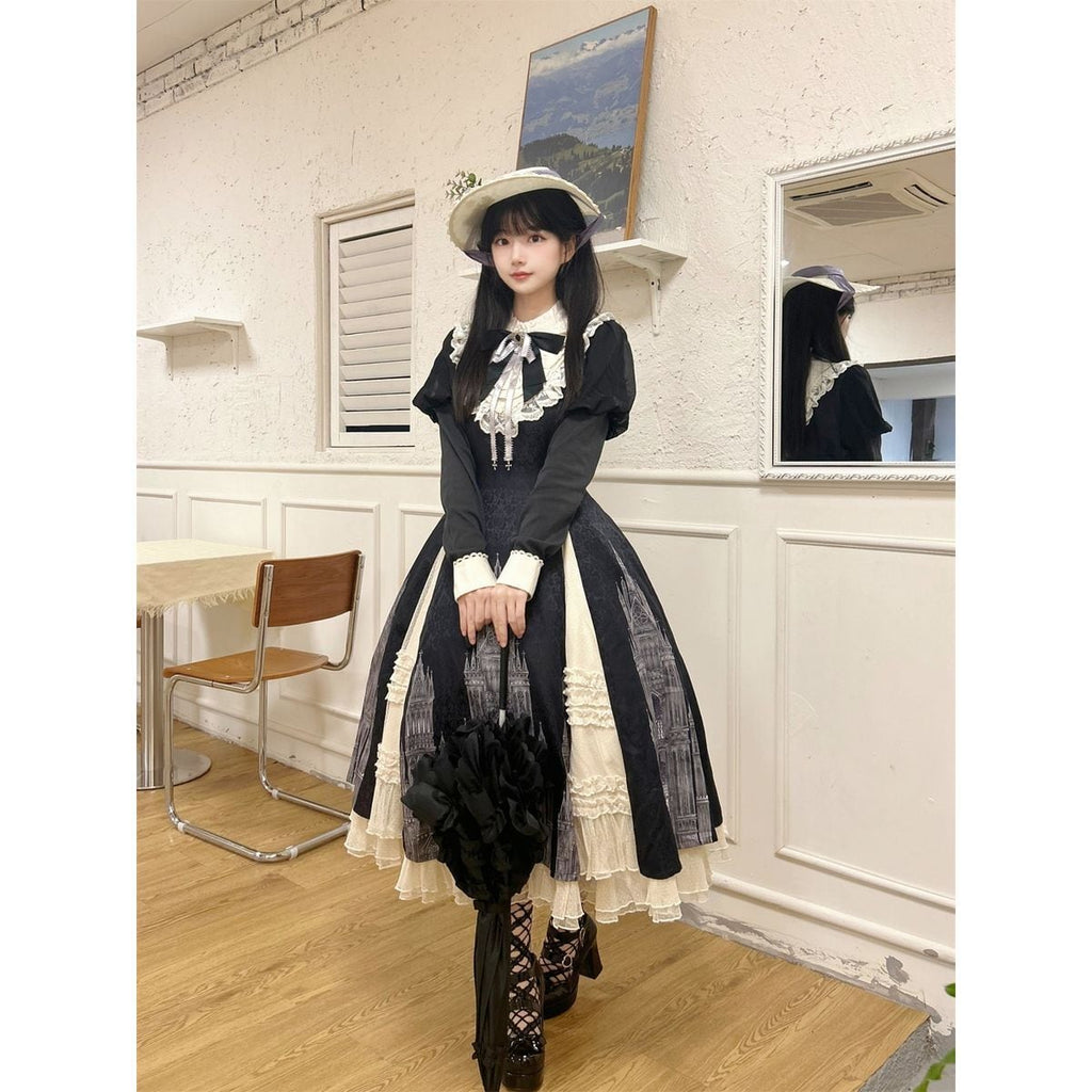 Elegant Gothic Frilly Gown