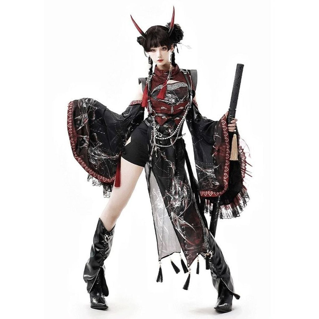 Oriental x Gothic Vampire Dress Set
