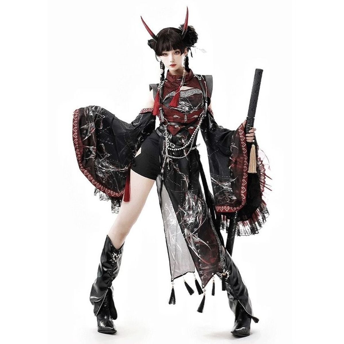 Oriental x Gothic Vampire Dress Set
