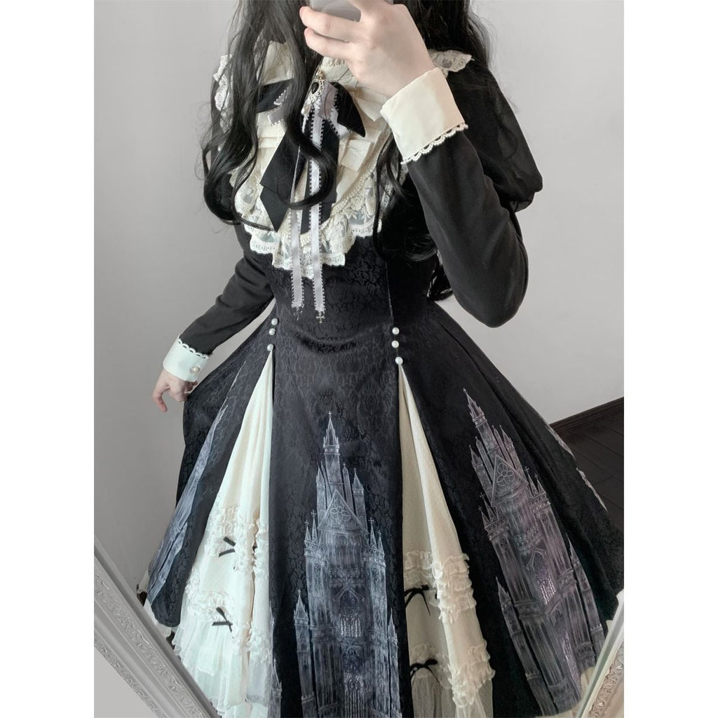 Elegant Gothic Frilly Gown