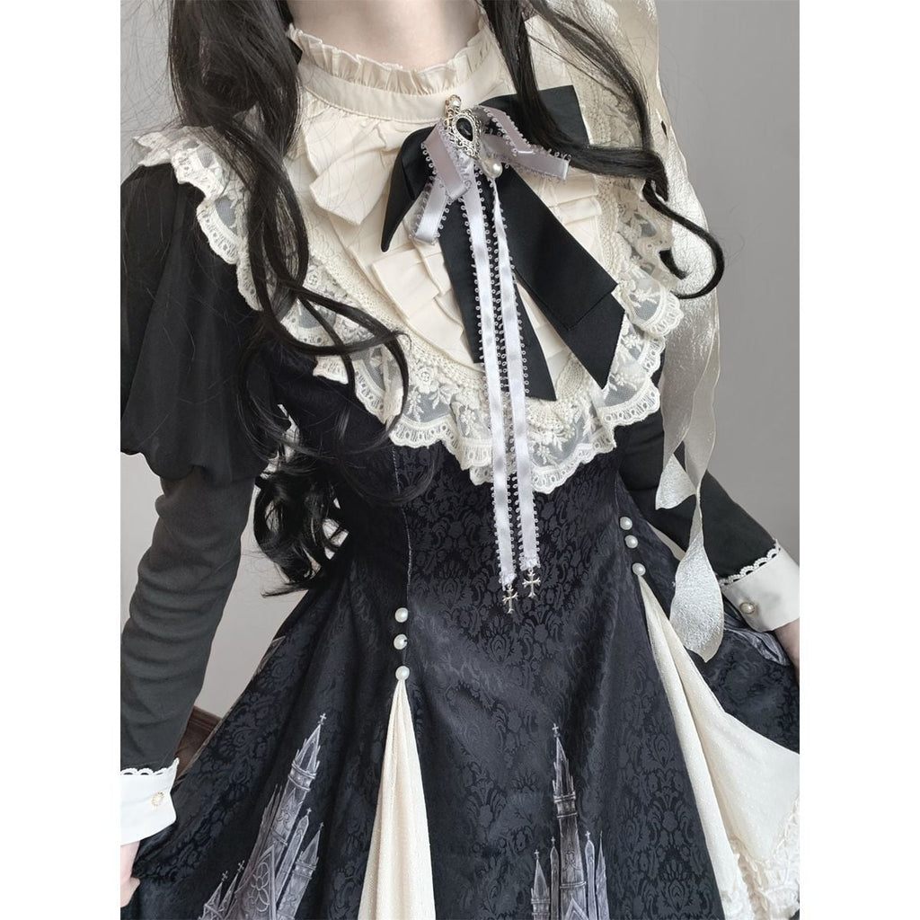 Elegant Gothic Frilly Gown