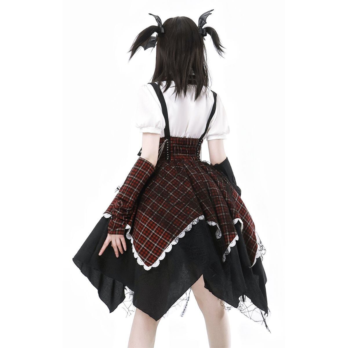 Punk Style Checkered Dress Set