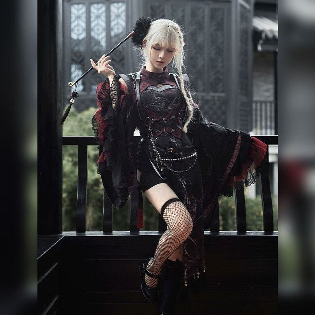 Oriental x Gothic Vampire Dress Set