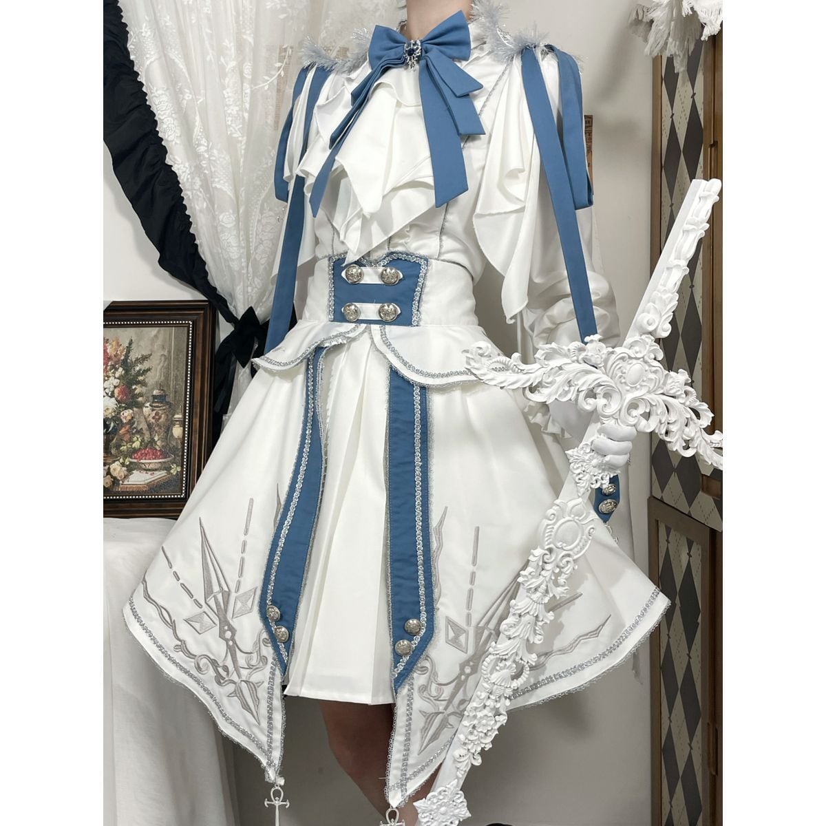 Blue x White Knight Military Lolita Set