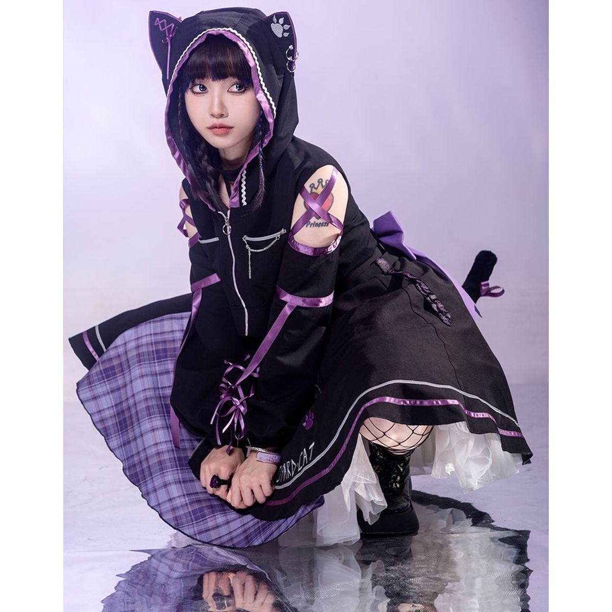 Whimsical Cat Hoodie Dress