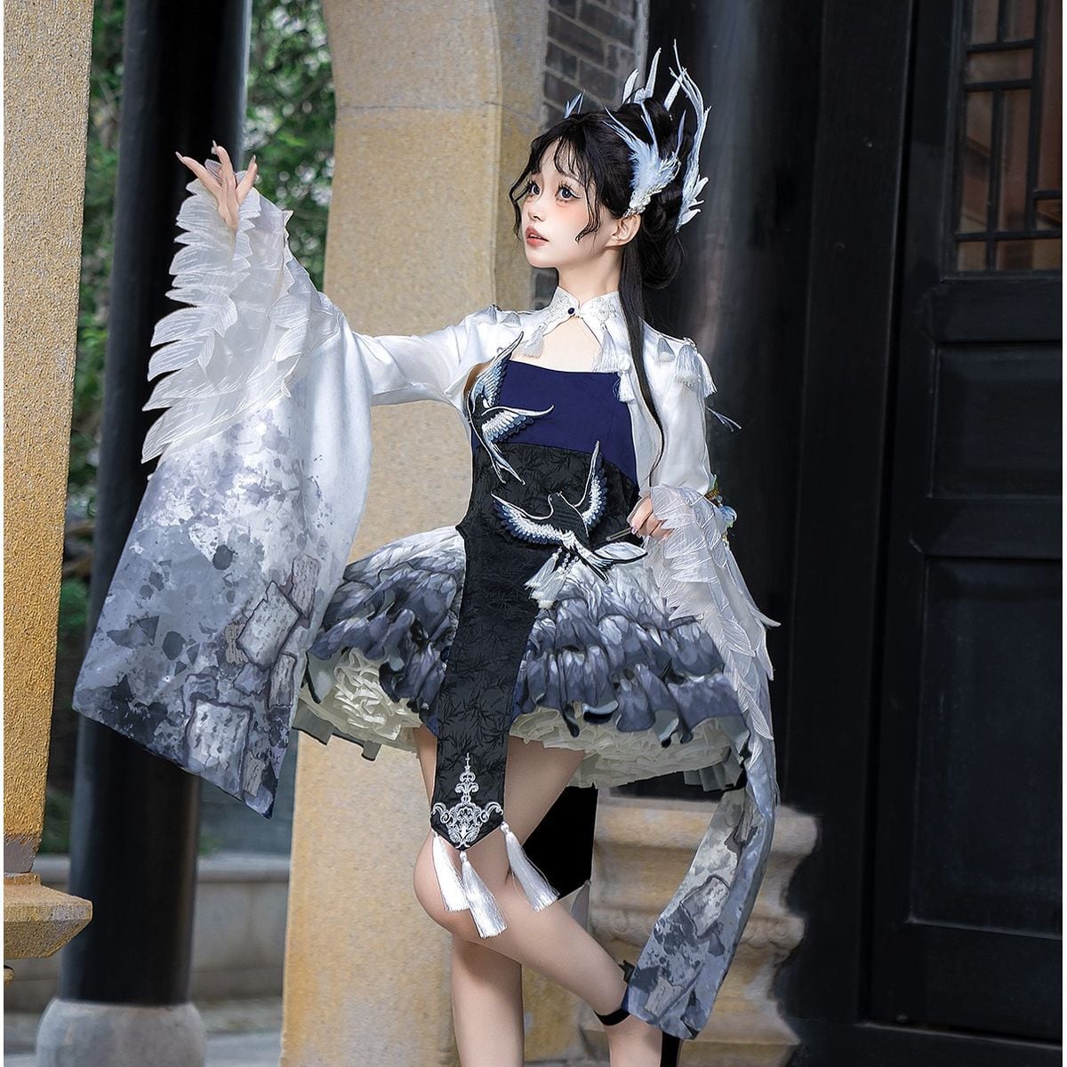 Elegant Oriental Tiered Skirt Coordinates