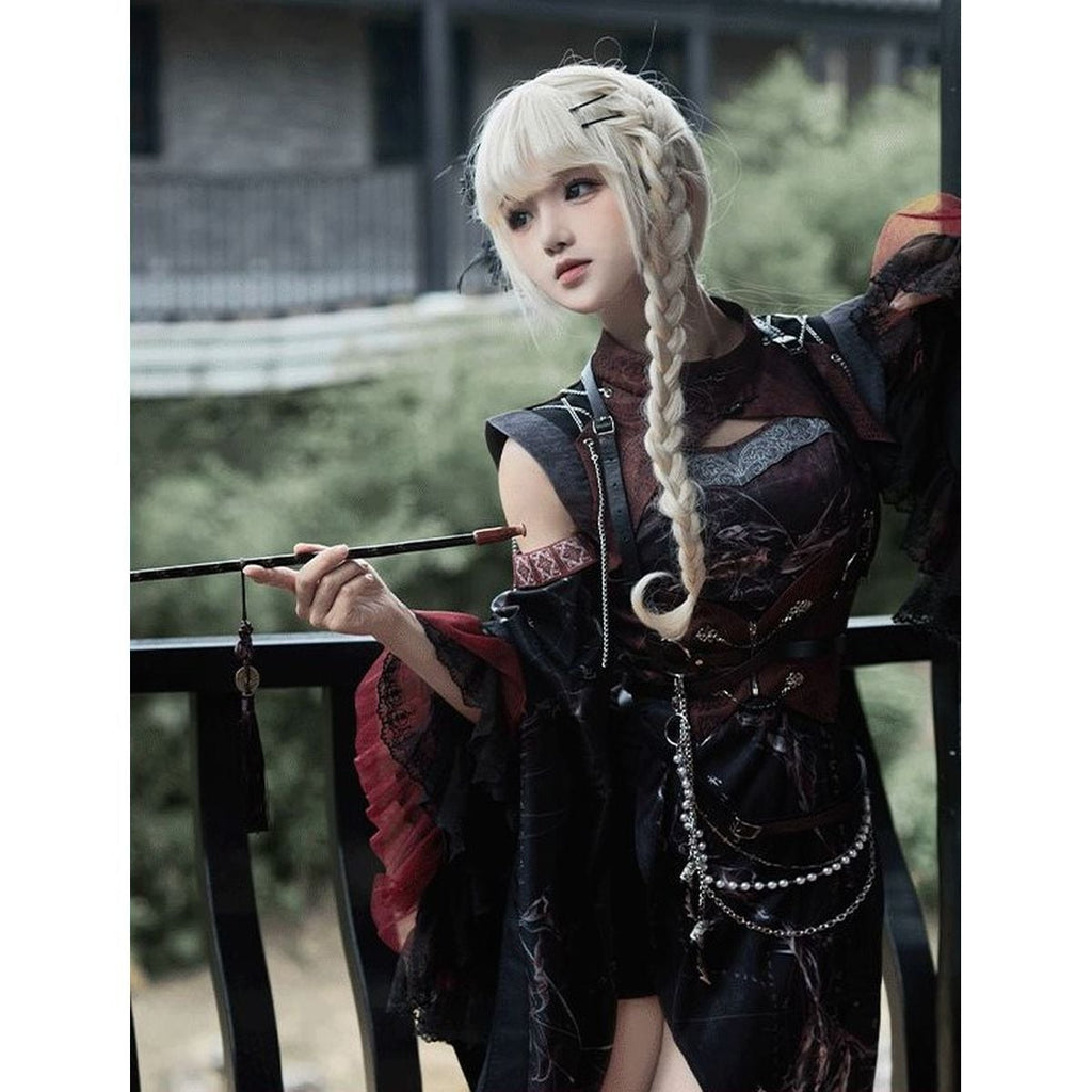 Oriental x Gothic Vampire Dress Set