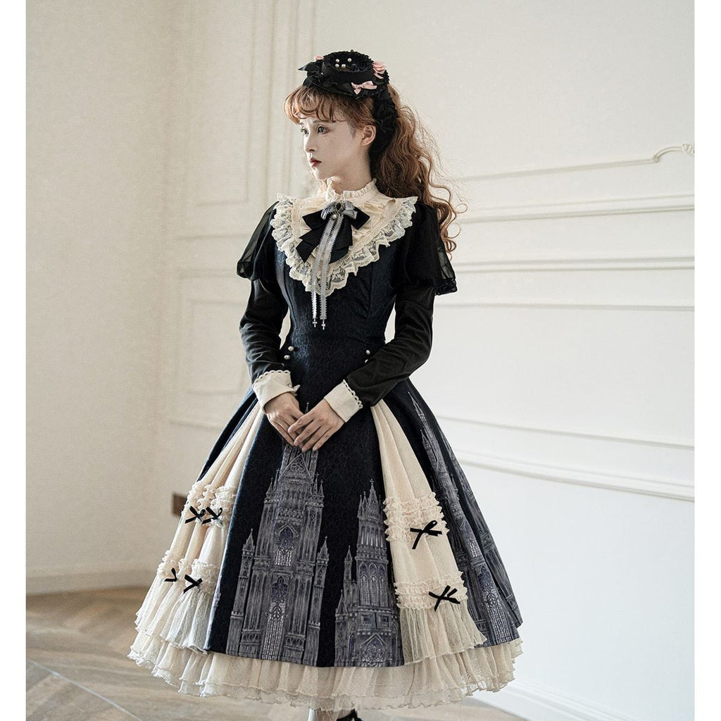 Elegant Gothic Frilly Gown